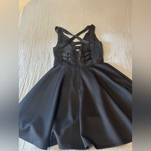 Emerald Sundae strap black dress w crisscross strap back